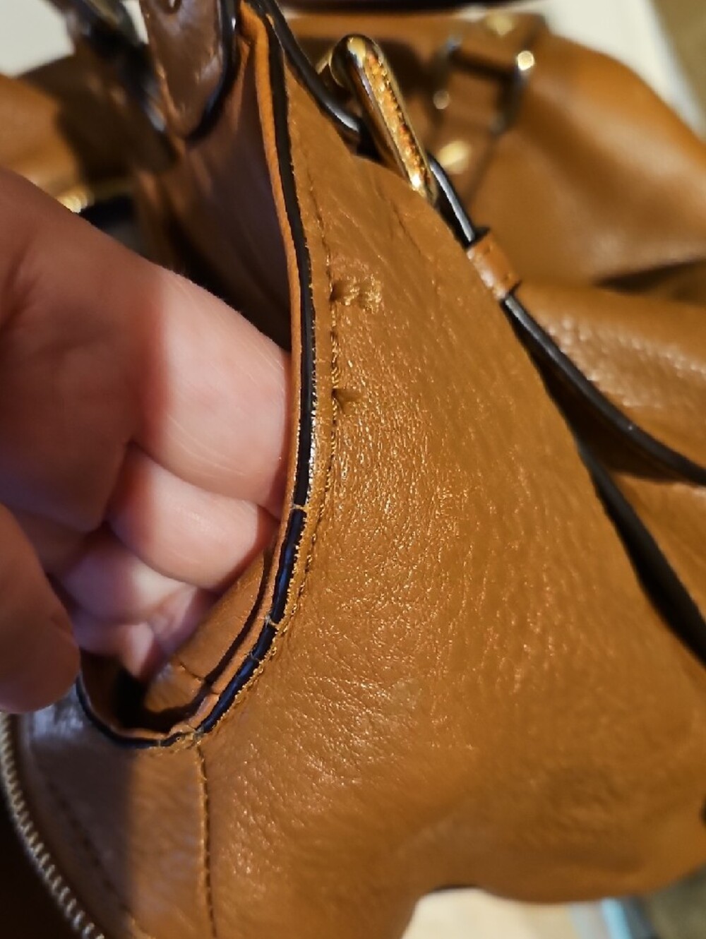 Michael Kors Cognac Pebbled Leather Shoulder Hobo - Picture 8 of 12